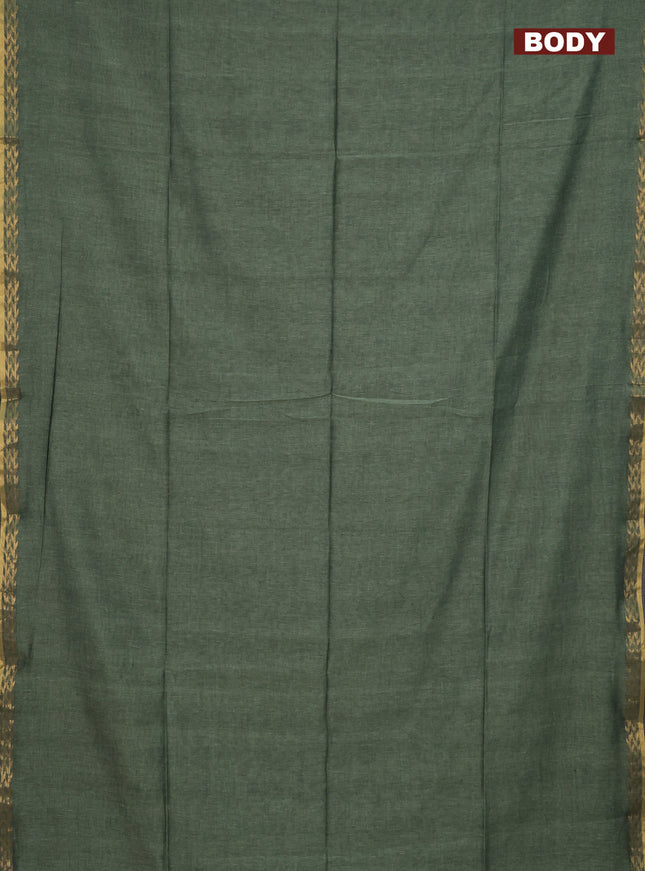 Bengal soft cotton saree pastel green and blue with plain body and zari woven border