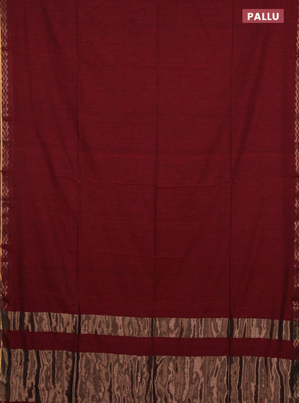 Bengal soft cotton saree maroon and mustard yellow with plain body and zari woven border