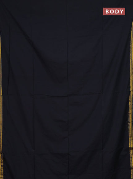 Bengal soft cotton saree black and maroon with plain body and zari woven border