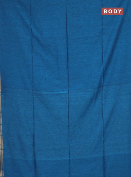 Bengal soft cotton saree cs blue and maroon with plain body and zari woven border