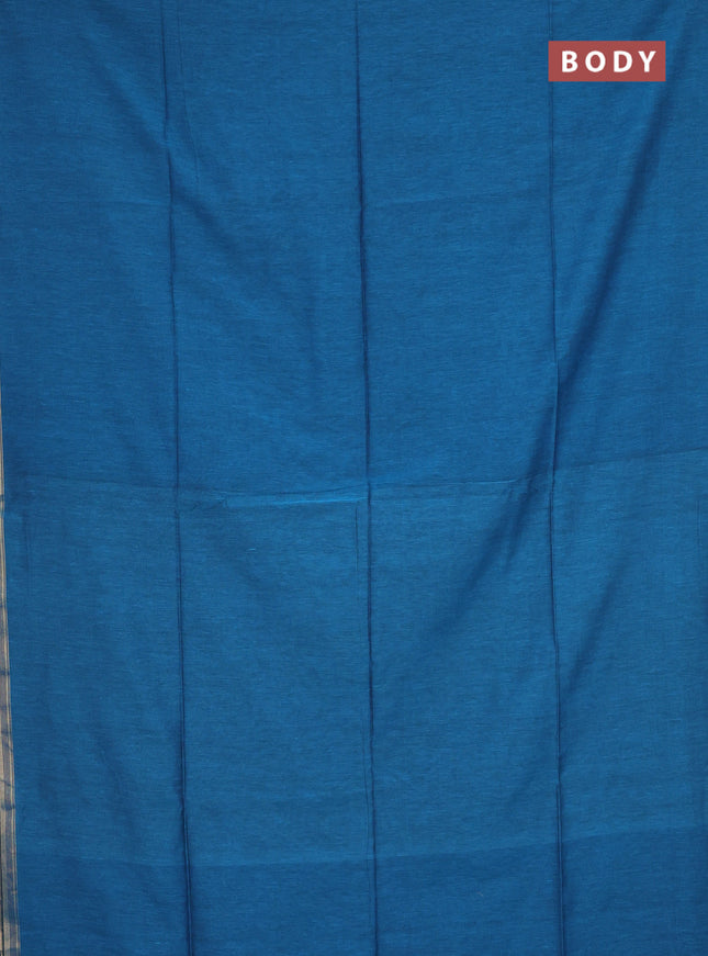 Bengal soft cotton saree cs blue and maroon with plain body and zari woven border
