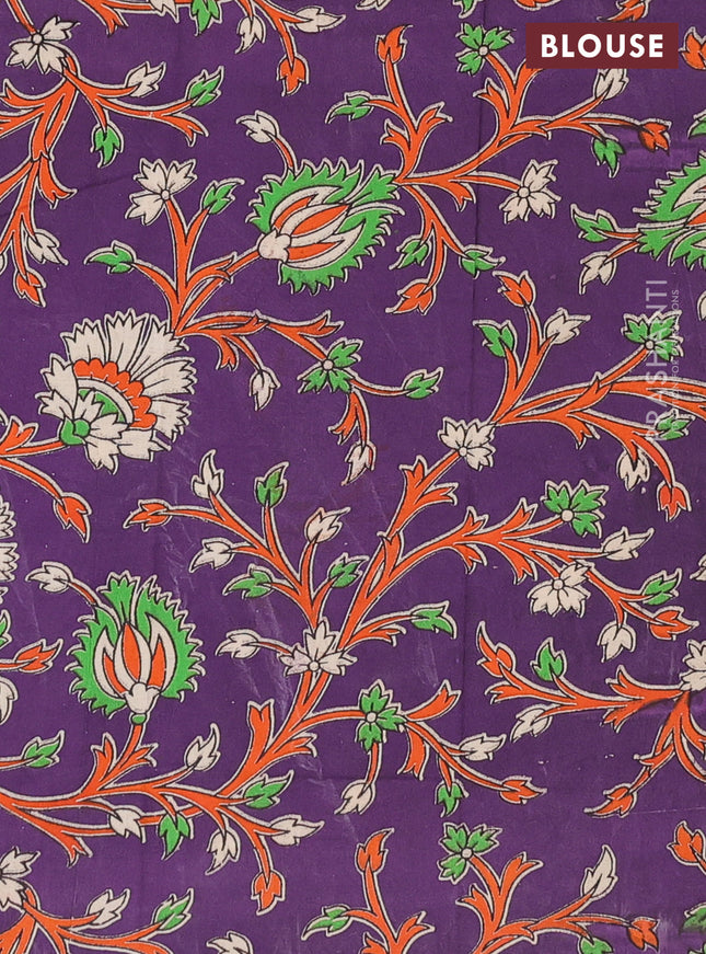 Bengal soft cotton saree teal green and violet with plain body and zari woven border