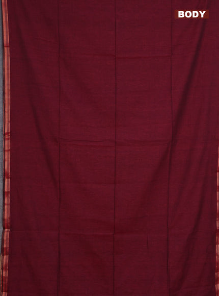 Bengal soft cotton saree maroon and yellow with plain body and zari woven border