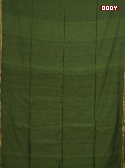 Bengal soft cotton saree green shade and violet with plain body and zari woven border