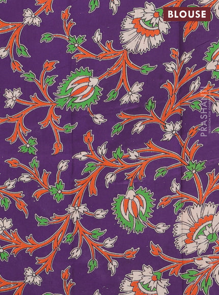 Bengal soft cotton saree green shade and violet with plain body and zari woven border