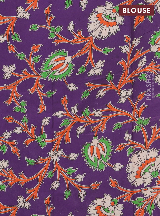 Bengal soft cotton saree green shade and violet with plain body and zari woven border