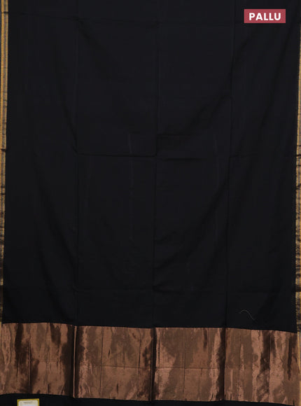 Bengal soft cotton saree black and yellow with plain body and zari woven border