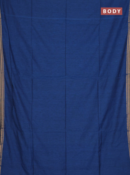 Bengal soft cotton saree cs blue and maroon with plain body and zari woven border