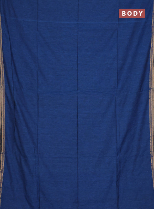 Bengal soft cotton saree cs blue and maroon with plain body and zari woven border