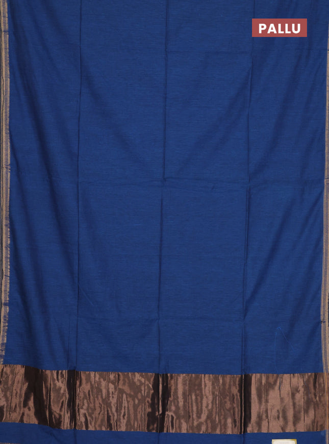 Bengal soft cotton saree cs blue and maroon with plain body and zari woven border