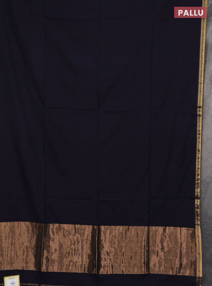 Bengal soft cotton saree navy blue and maroon with plain body and zari woven border