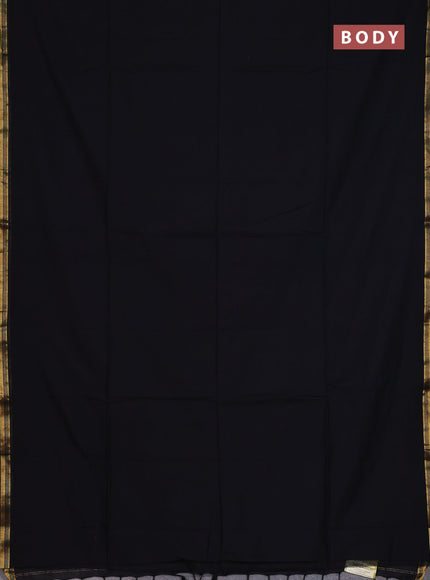 Bengal soft cotton saree black and maroon with plain body and zari woven border