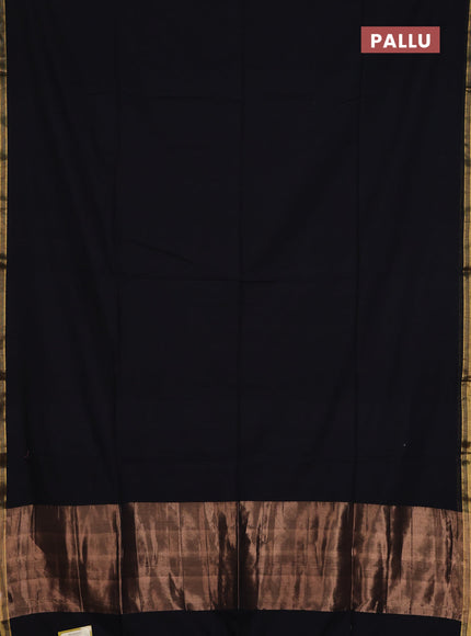 Bengal soft cotton saree black and maroon with plain body and zari woven border