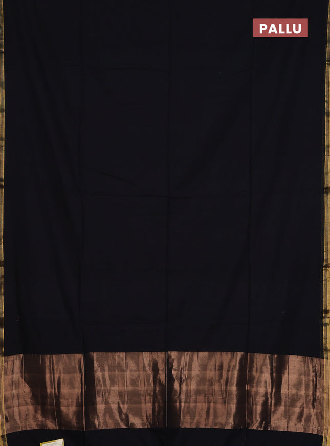 Bengal soft cotton saree black and maroon with plain body and zari woven border