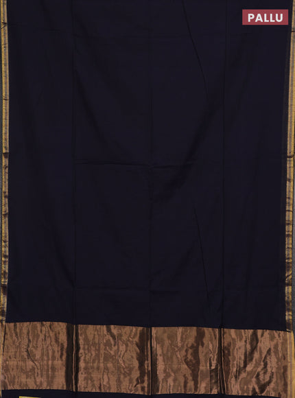Bengal soft cotton saree navy blue and maroon with plain body and zari woven border