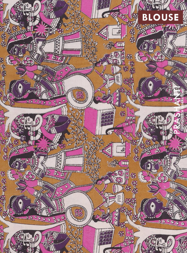 Bengal soft cotton saree deep navy blue and dark mustard with plain body and zari woven border