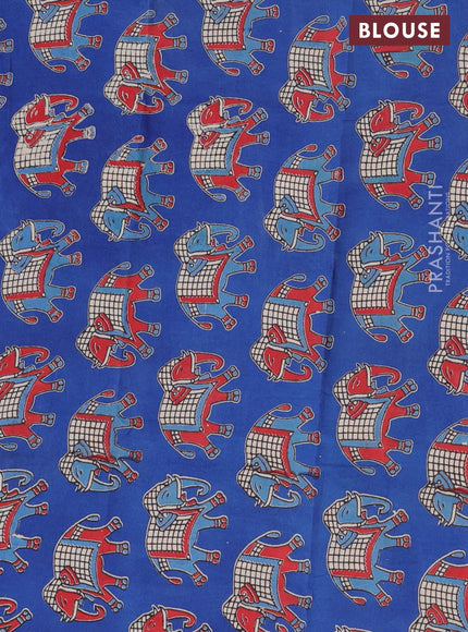 Bengal soft cotton saree dark magenta pink and blue with plain body and zari woven border