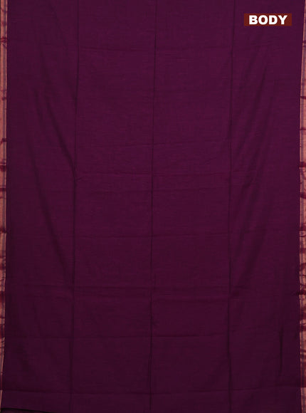 Bengal soft cotton saree purple and blue with plain body and zari woven border