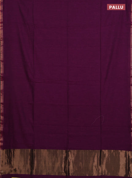 Bengal soft cotton saree purple and blue with plain body and zari woven border