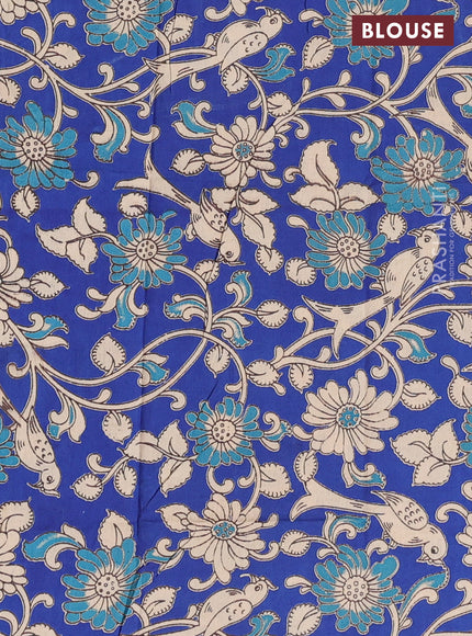 Bengal soft cotton saree maroon and blue with plain body and zari woven border