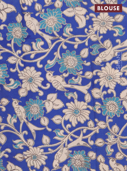 Bengal soft cotton saree dark magenta pink and blue with plain body and zari woven border