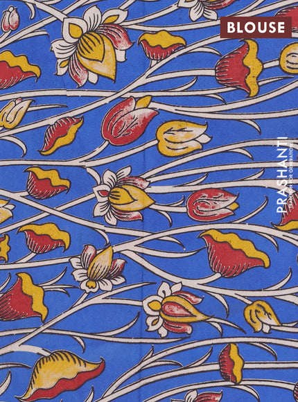 Bengal soft cotton saree black and blue with plain body and zari woven border