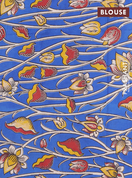 Bengal soft cotton saree dark magenta pink and blue with plain body and zari woven border