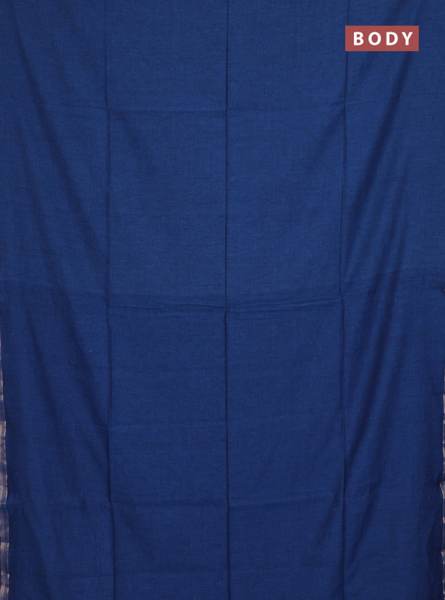 Bengal soft cotton saree cs blue and maroon with plain body and zari woven border