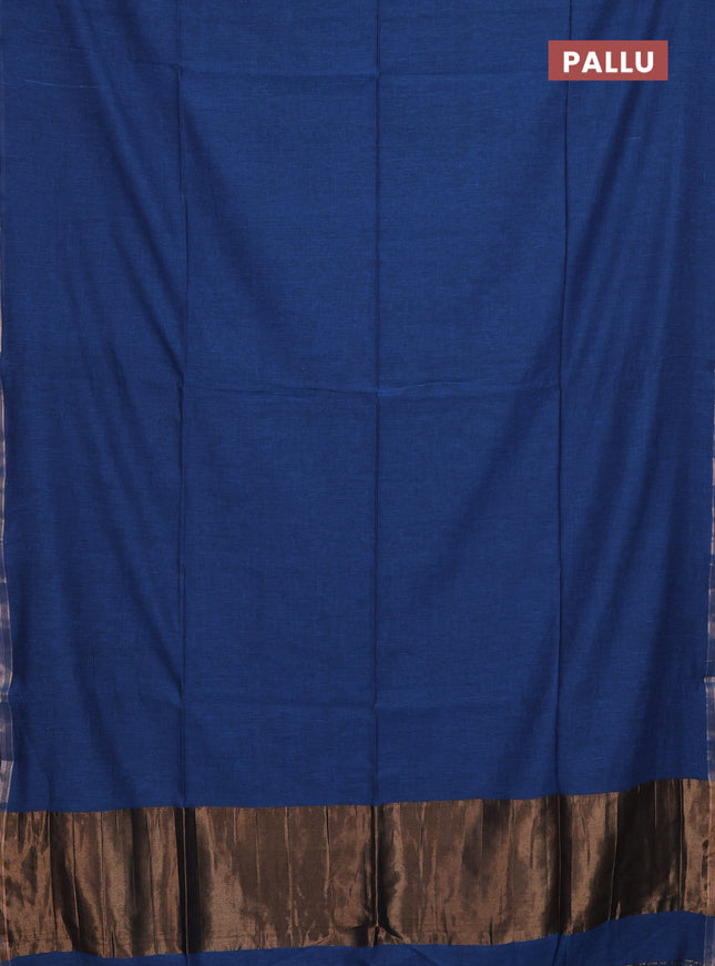 Bengal soft cotton saree cs blue and maroon with plain body and zari woven border