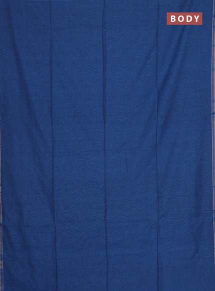 Bengal soft cotton saree cs blue and mustard yellow with plain body and zari woven border