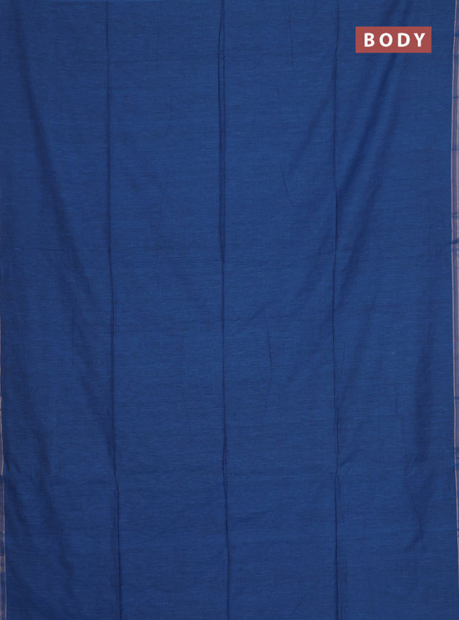 Bengal soft cotton saree cs blue and mustard yellow with plain body and zari woven border