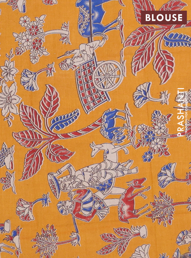 Bengal soft cotton saree cs blue and mustard yellow with plain body and zari woven border