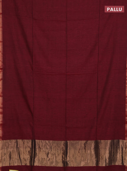 Bengal soft cotton saree maroon and mustard yellow with plain body and zari woven border