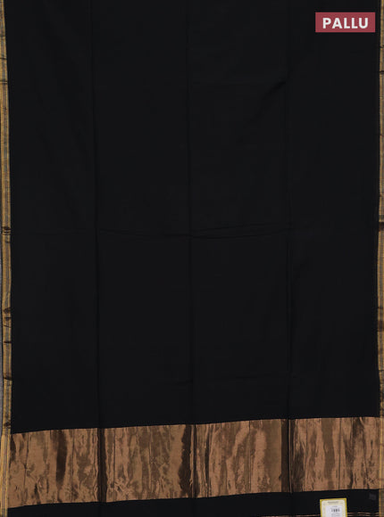 Bengal soft cotton saree black and mustard yellow with plain body and zari woven border