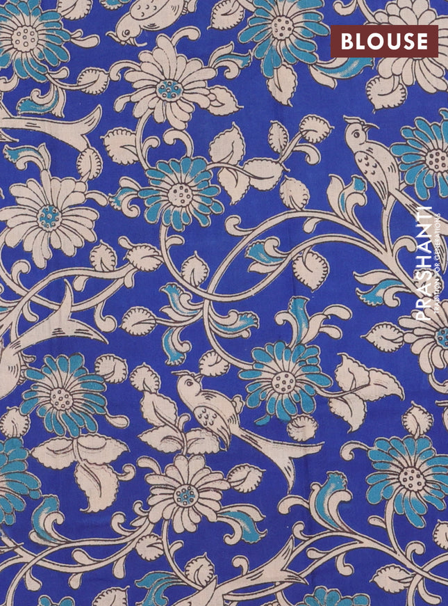 Bengal soft cotton saree maroon and blue with plain body and zari woven border