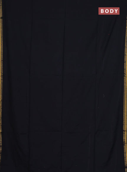 Bengal soft cotton saree black and maroon with plain body and zari woven border