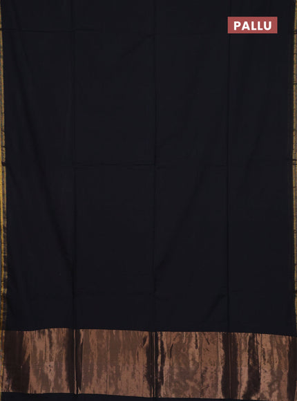 Bengal soft cotton saree black and maroon with plain body and zari woven border