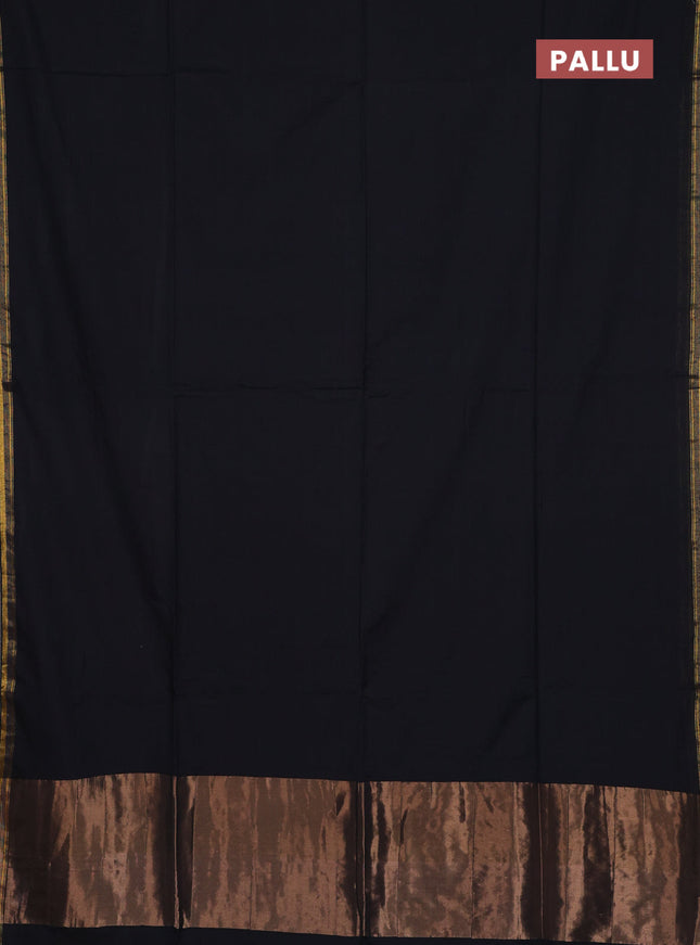 Bengal soft cotton saree black and maroon with plain body and zari woven border