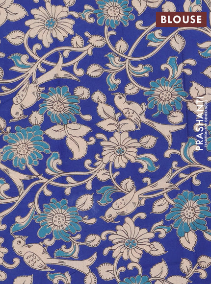 Bengal soft cotton saree dark magenta pink and blue with plain body and zari woven border