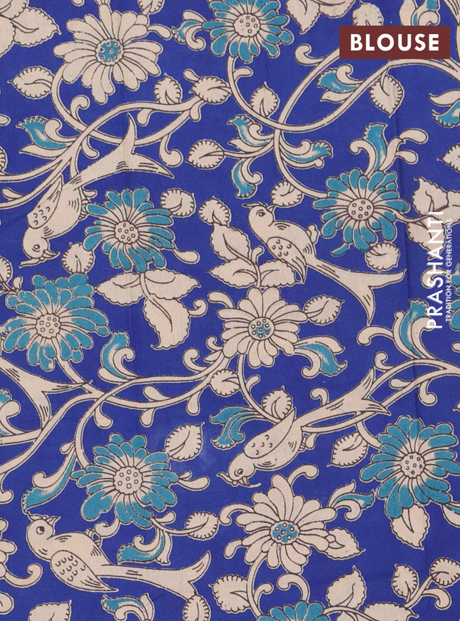 Bengal soft cotton saree dark magenta pink and blue with plain body and zari woven border