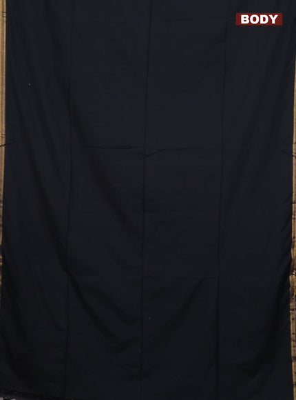 Bengal soft cotton saree black and green with plain body and zari woven border