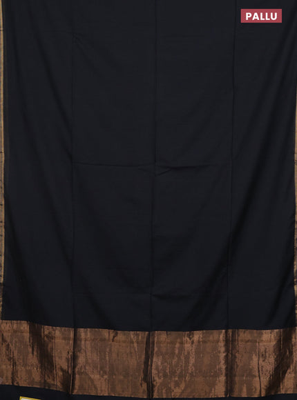 Bengal soft cotton saree black and green with plain body and zari woven border