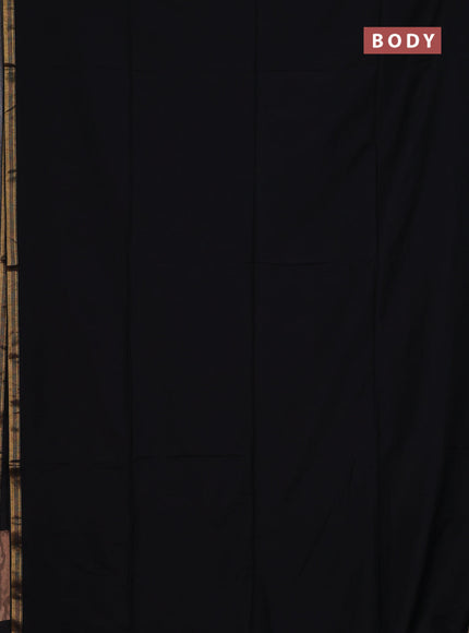 Bengal soft cotton saree black and blue with plain body and zari woven border