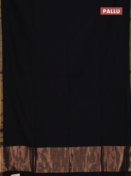 Bengal soft cotton saree black and blue with plain body and zari woven border