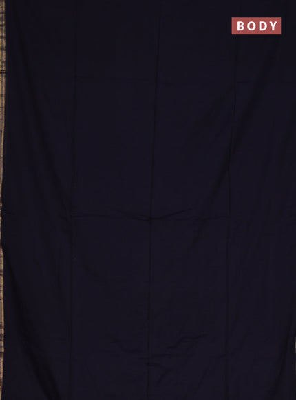 Bengal soft cotton saree deep navy blue and blue with plain body and zari woven border