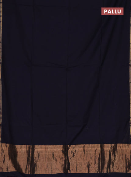 Bengal soft cotton saree deep navy blue and blue with plain body and zari woven border
