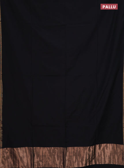 Bengal soft cotton saree black and blue with plain body and zari woven border