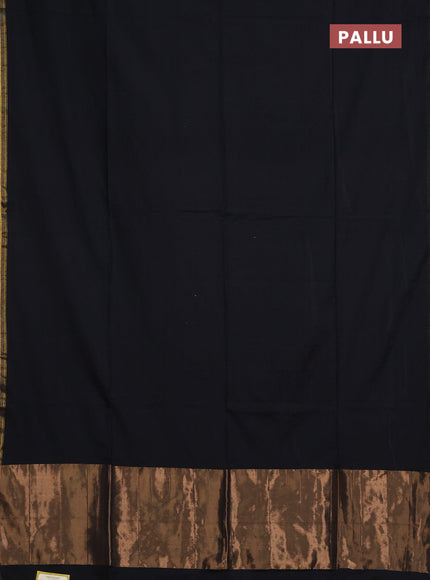 Bengal soft cotton saree black and blue with plain body and zari woven border
