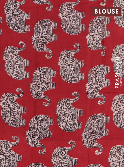 Bengal soft cotton saree teal green and maroon with plain body and zari woven border