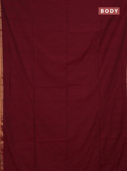 Bengal soft cotton saree maroon with plain body and zari woven border